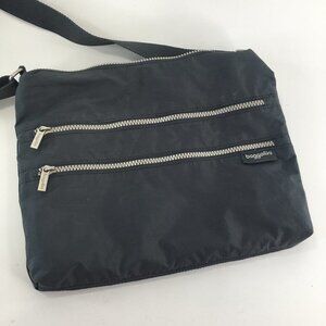 Baggallini Double Zipper Gray Nylon Crossbody Bag